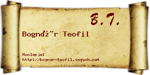 Bognár Teofil névjegykártya