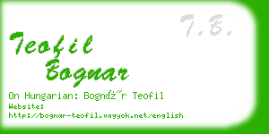 teofil bognar business card